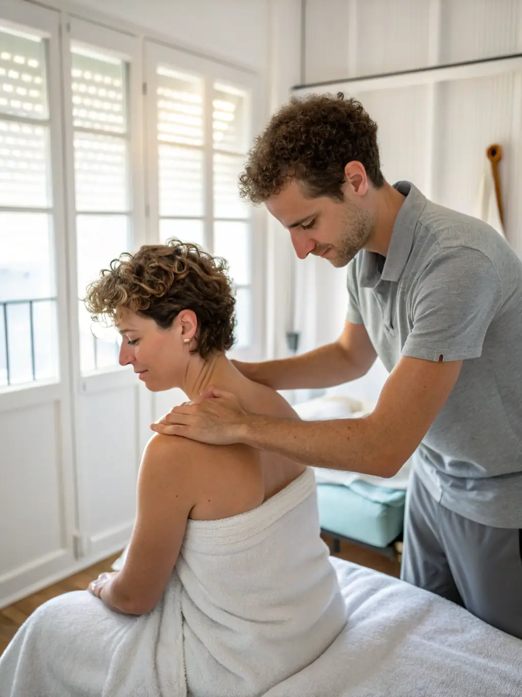 A physiotherapist creating a customized exercise plan for a patient, highlighting personalized care and attention.